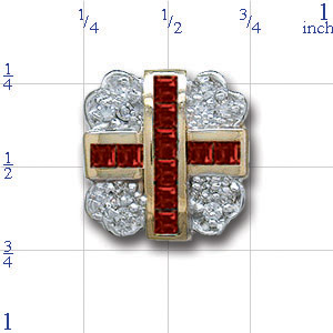 Y1796 14K CHANNEL SQ RUBY & DIAMOND SLIDE 